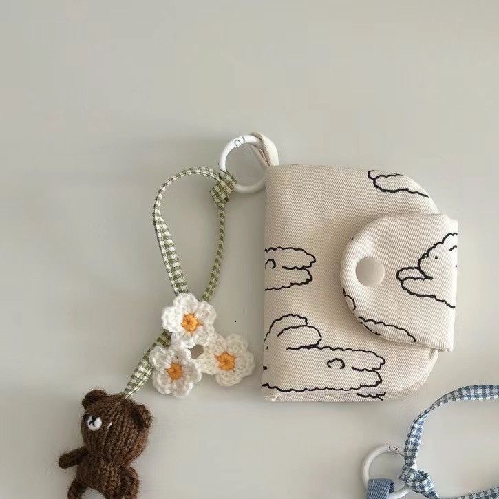 New designer Korean Instagram niche zero wallet cute rabbit multi-layer card flower canvas miscellaneous bag pendant
