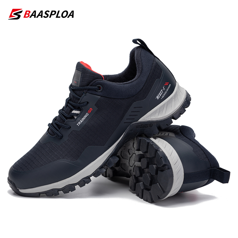 Baasploa Men's Hiking Shoes Wear-Resistant Man Outdoor Waterproof Sneaker Light Male Walking Shoes
