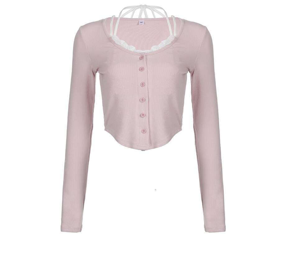 Designer spliced breasted long sleeved top for women's shirts, long sleeved women's long sleeved knitwear