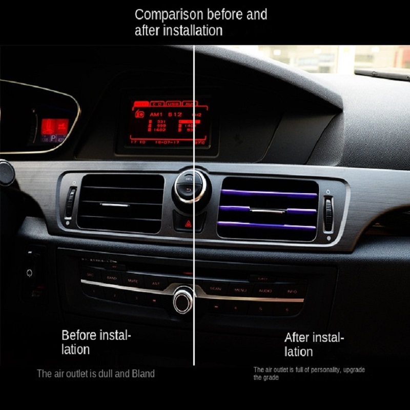 New 10Pcs 20Cm Air Conditioner Vent Outlet U Shape Chrome Colorful Shiny Trim Strips Decoration Car Accessories