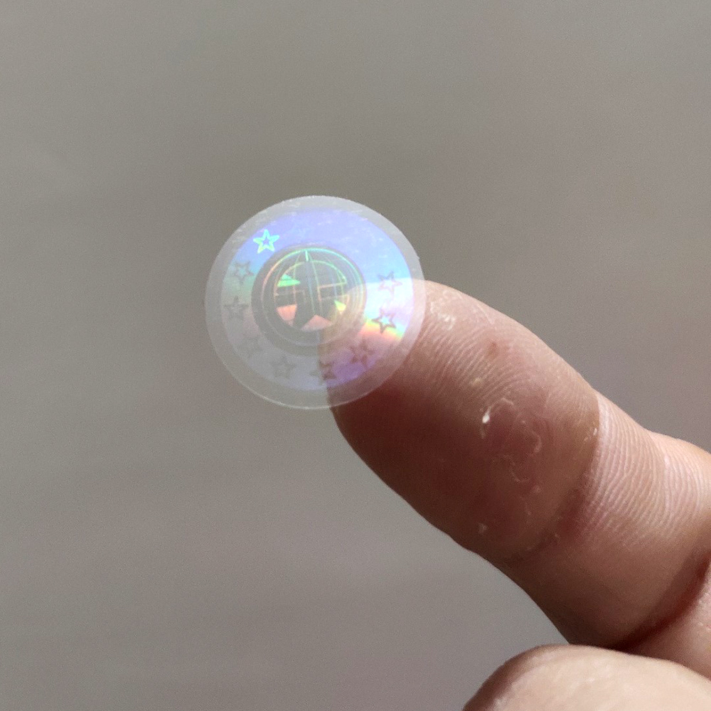 Anti-counterfeiting transparent round hologram sticker Adhesive Rainbow Holographic Foil Hologram Overlay Sticker