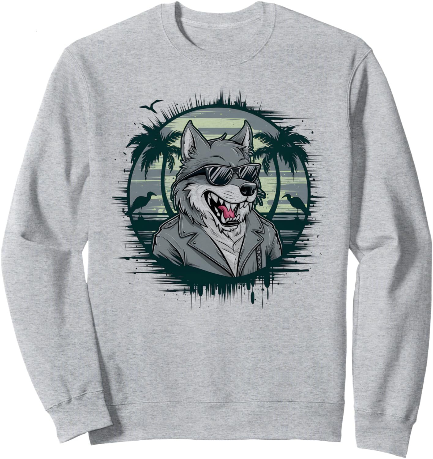 Long Sleeve Shirts for Men sweatshirt Wolfpack Summer Palm Trees Beach Vacation Sunset Graphic Sweatshirt T shirt Tee Streetwear Casual tops clothes