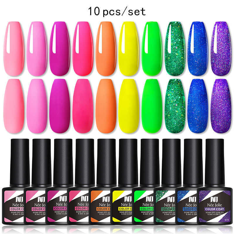 Nee Jolie New Manicure 10-Color Varnish Nail Phototherapy Gel Set Primer Cover W240824