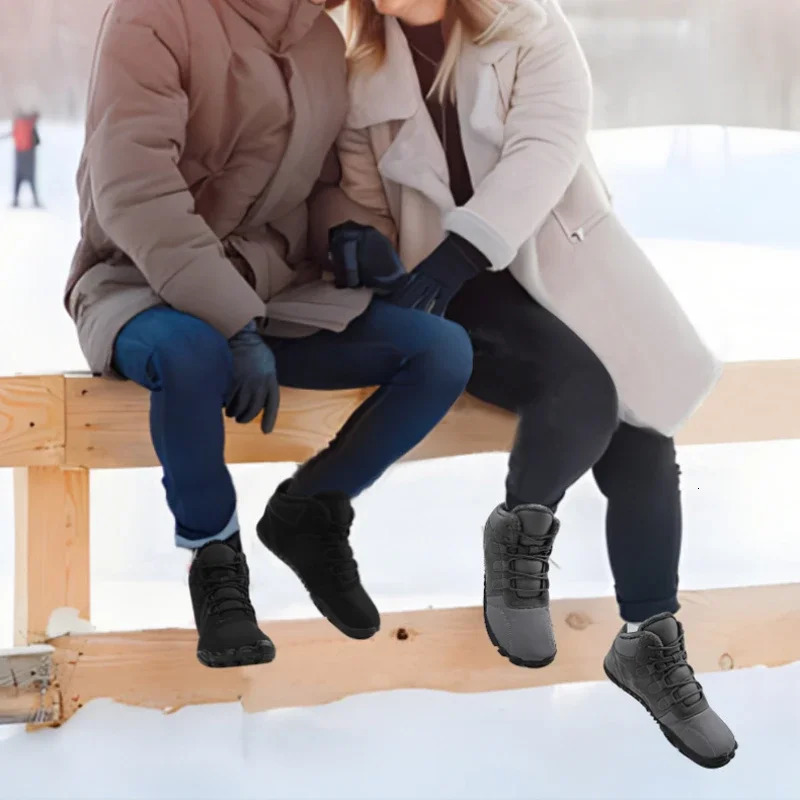 snow boots with anti slip and non slip Plus velvet warm cotton shoes thick soled barefoot five finger shoes for men 241031