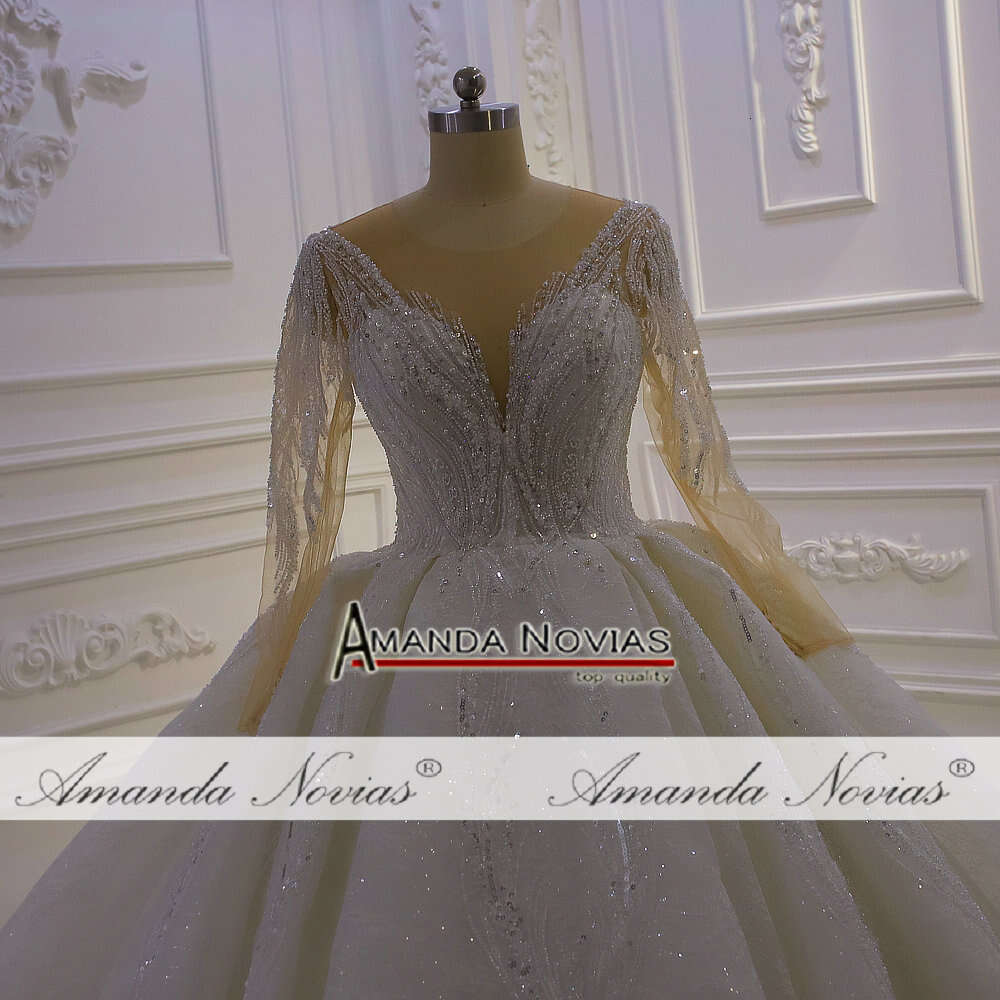 V-neck Long Sleeve New Style wedding Dress