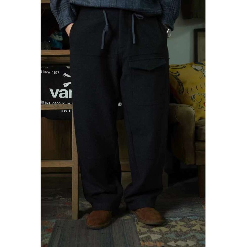 Second Order Vintage Style Plaid Trousers Mens Everyday Drawstring Check Pants Relaxed Fit
