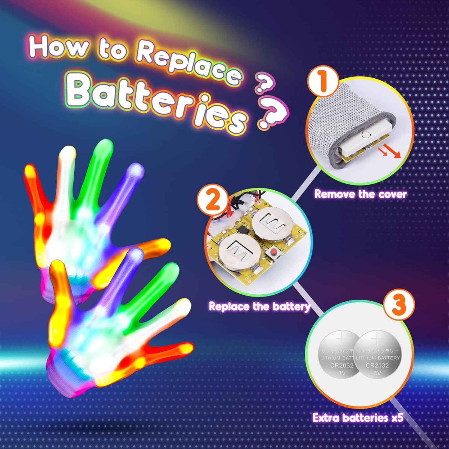 Universal Cool Toys LED Gloves,Boys Girls Toys With 6 Flash Mode, Great Stocking Stuffers for Halloween Christmas Birthday Parties,Fun Toys Gift for A