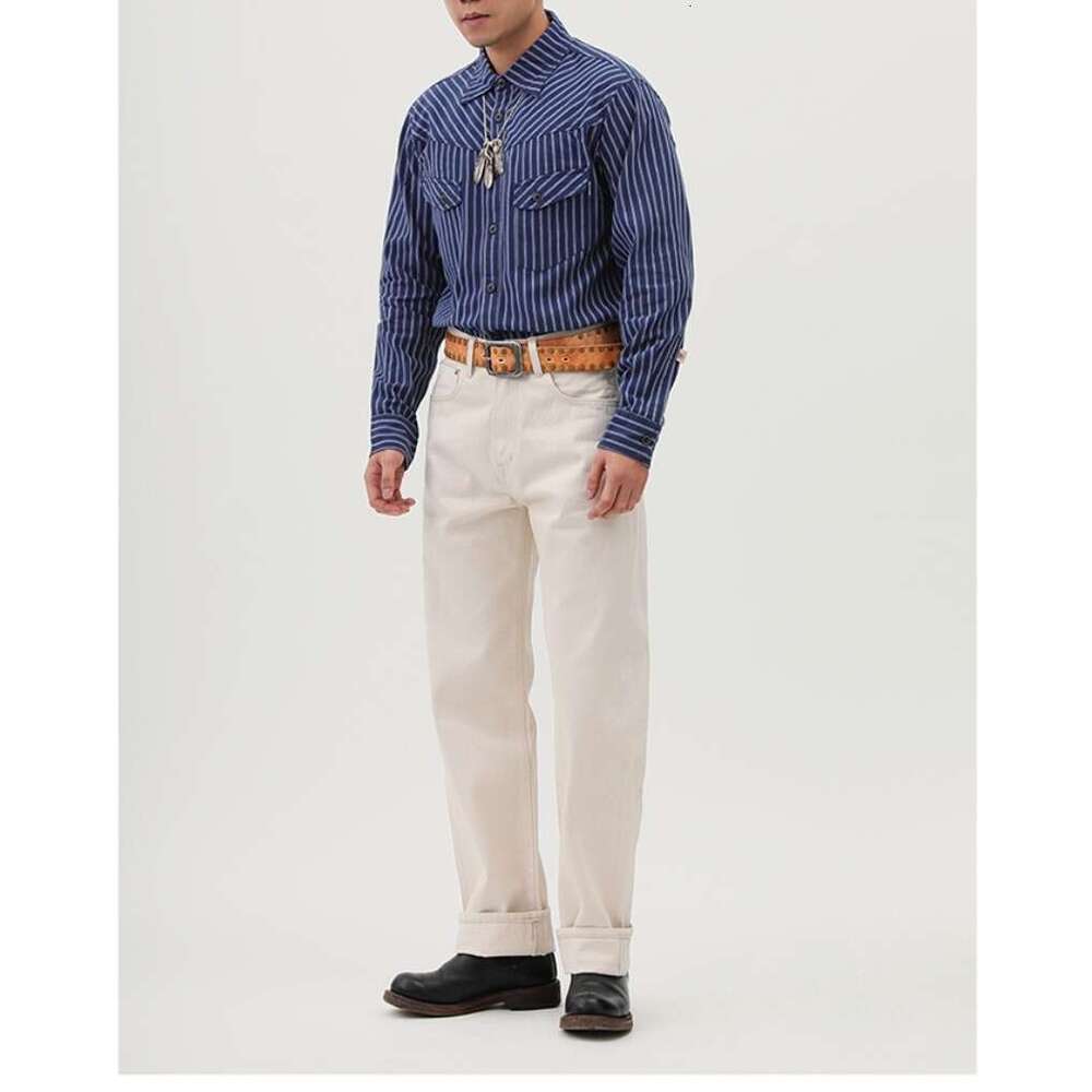 Men White Jeans For Seedge Denim Mid Waist Pants Workwear Trend 2023