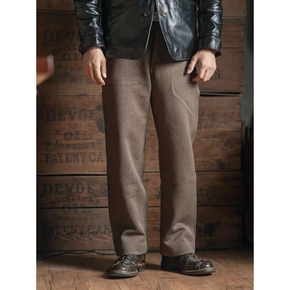 Bronson Lot 929 Vintage Pique Stripes Work Pants Salt & Pepper Winter Men's Casual Trouser