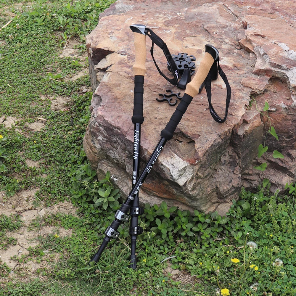 Trekking Poles 2pcs Walking Sticks Alpenstock Telescopic Ultralight Premium Aluminium Alloy Adjustable with Lock Hiking Cane 241031