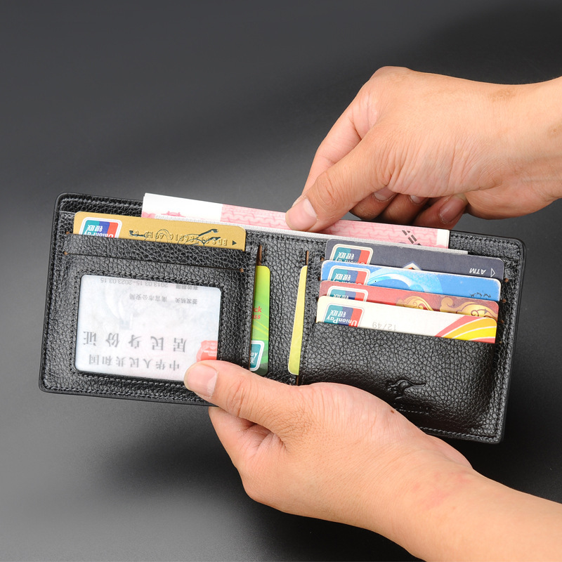 Men's new designer short leather horizontal driver's license business multi slot men's wallet gift