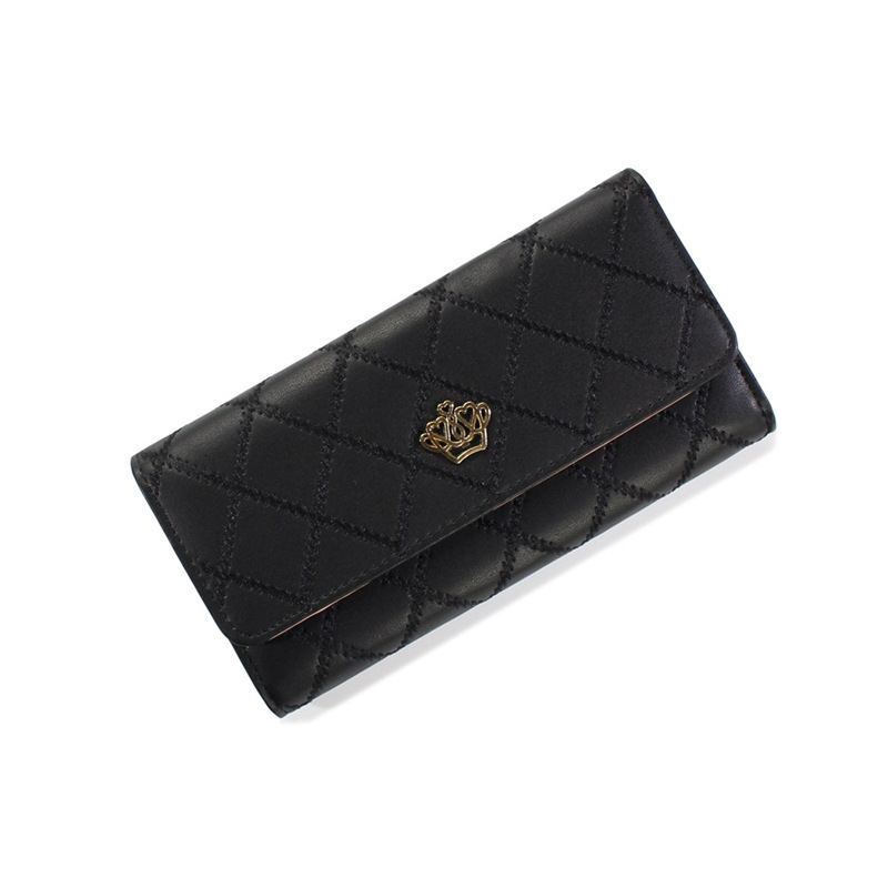 New designer women's long Korean style buckle crown handbag student wallet