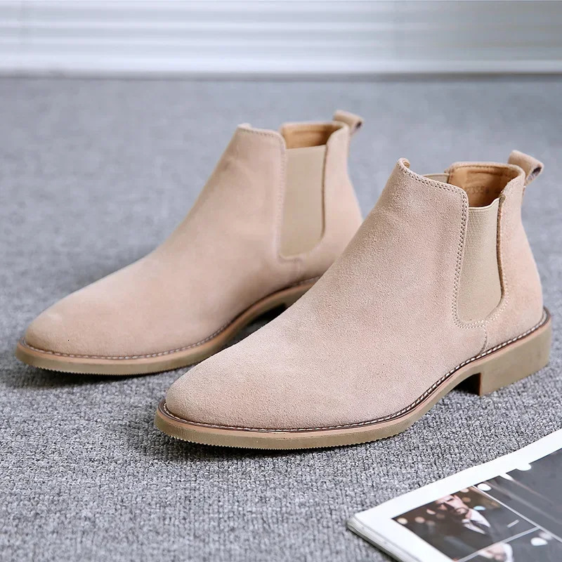Mens retro classic Chelsea boots cowhide leather mens fashionable ankle boots mens top casual shoes 241031