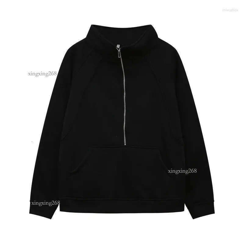 Women's Sweaters Half Zipper Short Stand Up Collar Plush Monochromatic Sweat Shirt European And American Cross Border Autumn Winter