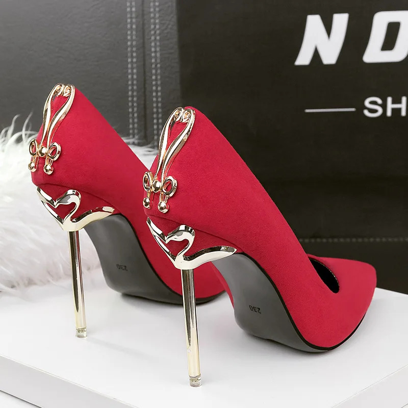 5 Colors avaliable High-heeled Fashion Pointy Night Shoes Pointed High Heels Club Sexy Singles Profession Pumps 241030