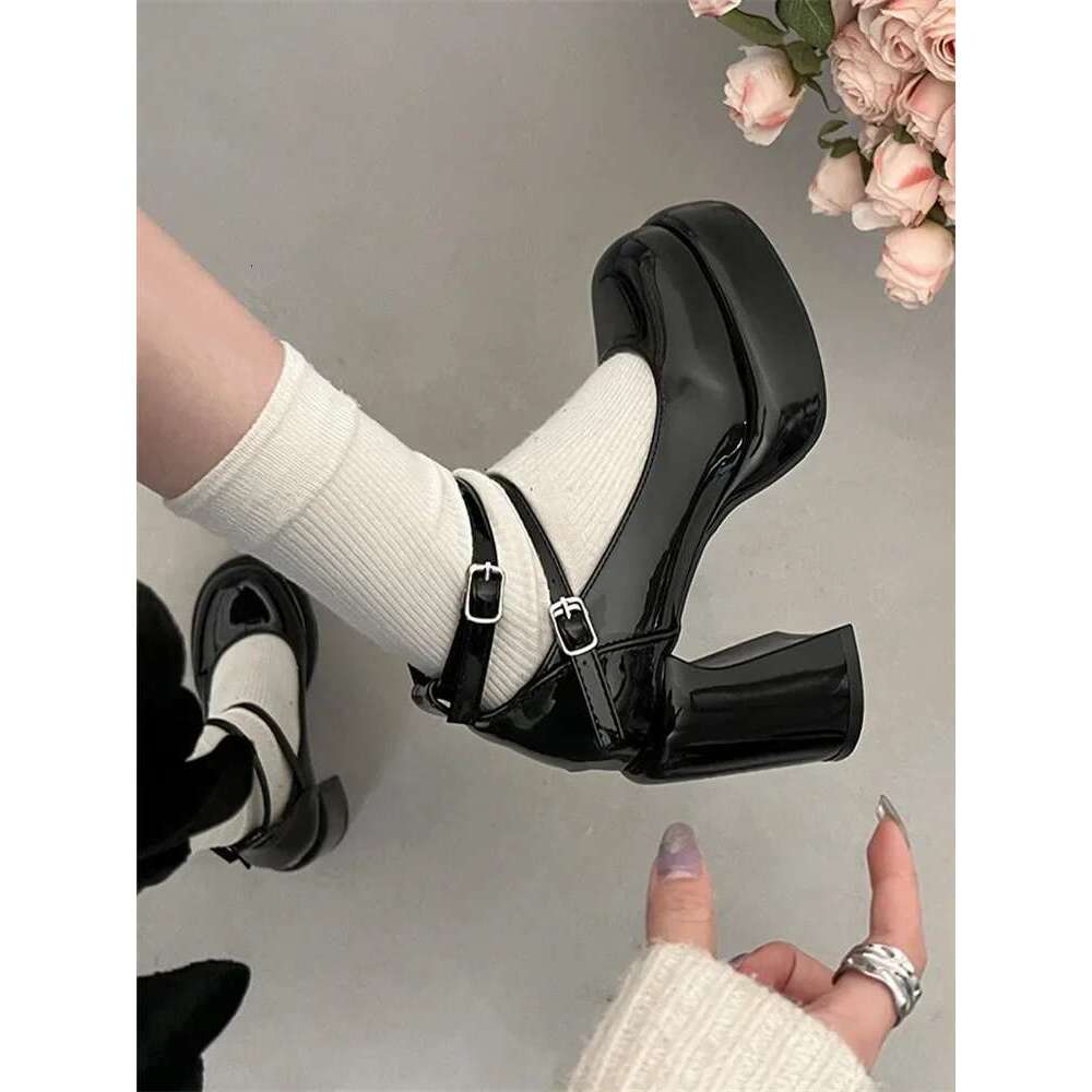 Mary Jane For Women Girls Fashion Brand Chunky Heel Wedding Dress Shoes Spring New Pumps Classic Double Buckle