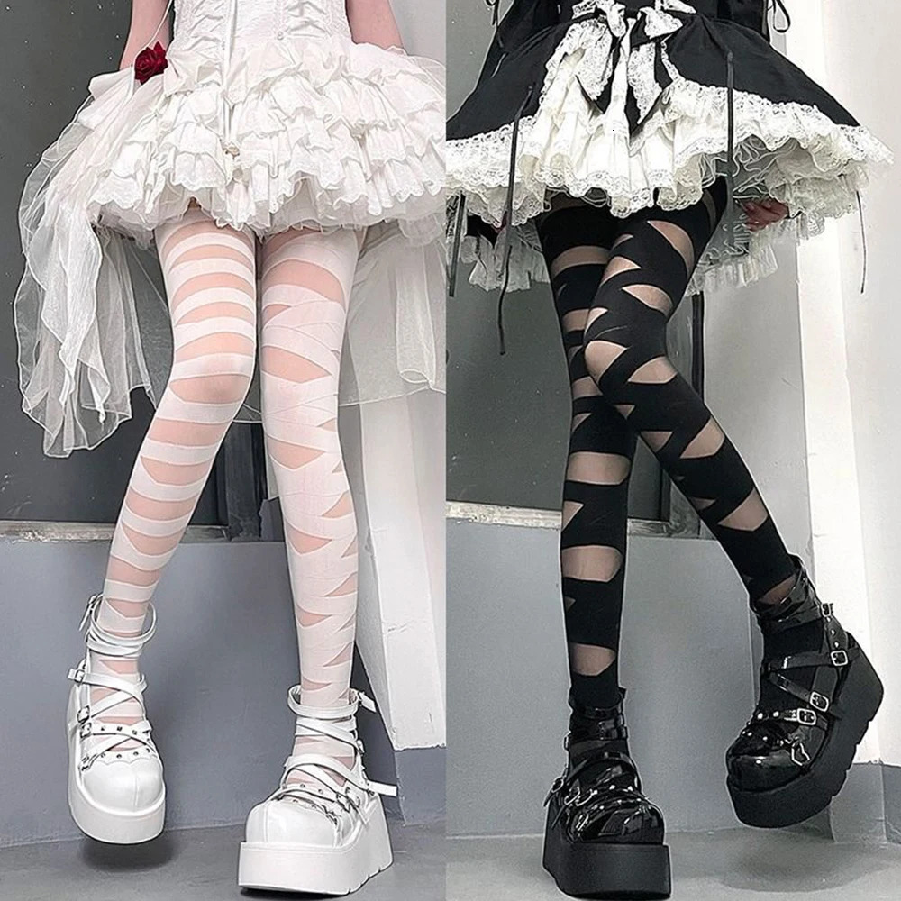 Sexy Mesh Lolita Socks Thigh High Stockings JK Lolita Girl Long Socks Japanese Style Lace Fishnet Suspender Knee High Stocking 241031