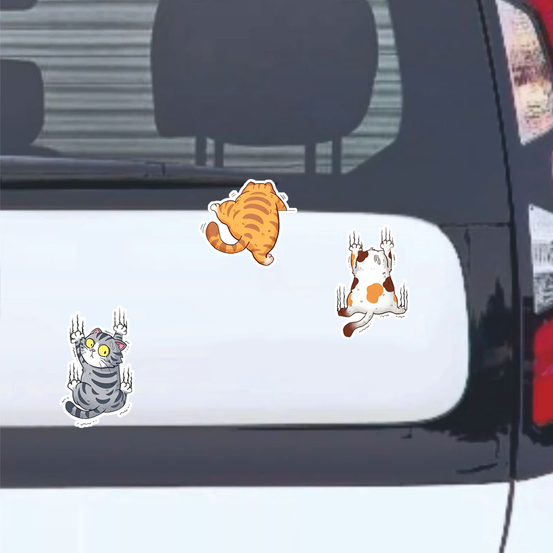 New Quirky Cat Cartoon Car Decal Glossy Glittered Seldhesive Animal Sticker