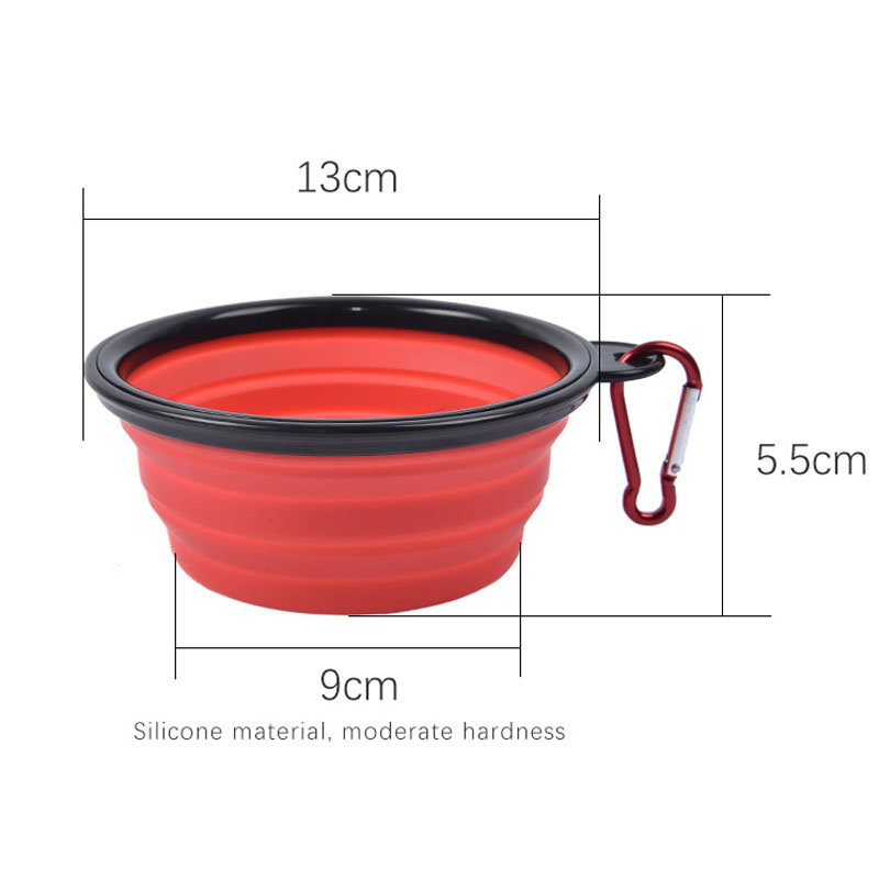 Pet Dog Bowls Folding Portable Dog Food Container Silicone 350ML Pet Bowl Puppy Collapsible Bowls Pet Feeding Bowls with Climbing Buckle
