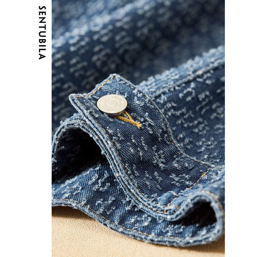 SENTUBILA Jacquard Denim Jackets Women Spring Casual Turn-Down Collar Long Sleeve Coats Fashion Loose Female Outerwear W31w45765
