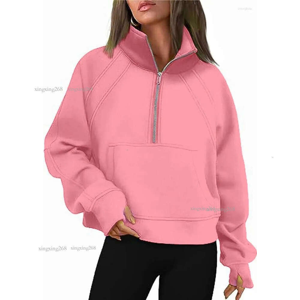 Women's Sweaters Half Zipper Short Stand Up Collar Plush Monochromatic Sweat Shirt European And American Cross Border Autumn Winter