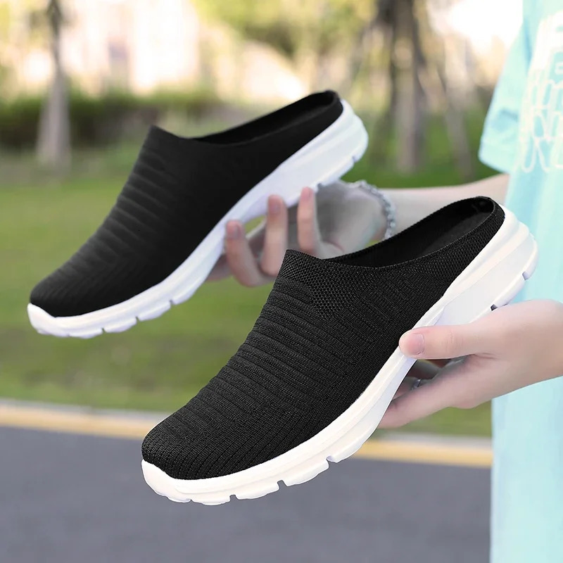 Men Summer Mesh Casual Shoes Breathable Half-pack Slippers Men Women Flat Fashion Walking Shoes Outdoor Men Sandals 241031