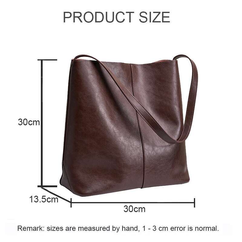 Women Tote Fashion Lady Large Capacity Bucket Cowhide Split Leather Laptop Handbag Casual Shoulder Bag For Girls