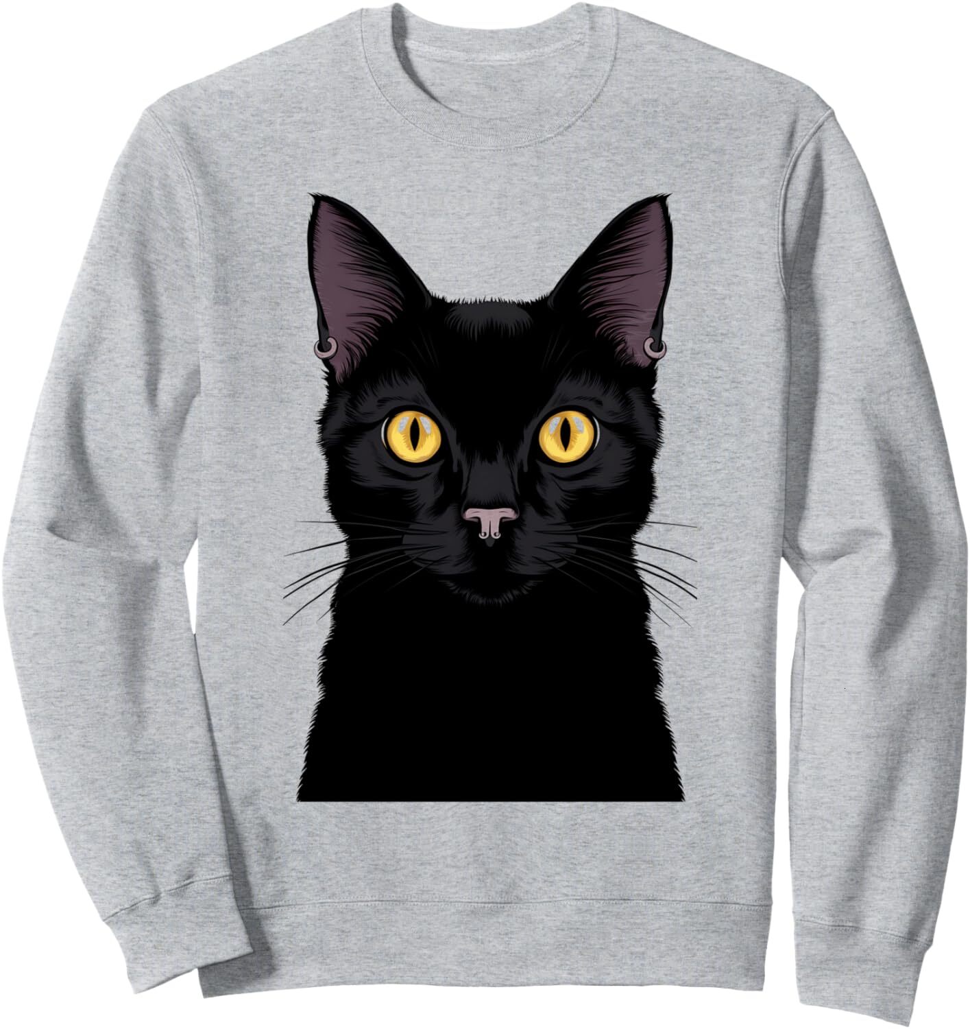 Long Sleeve Shirts for Men sweatshirt Black Cat Halloween Costume Spooky Cat Mom Dad Sweatshirt T shirt Tee Streetwear Casual tops clothes