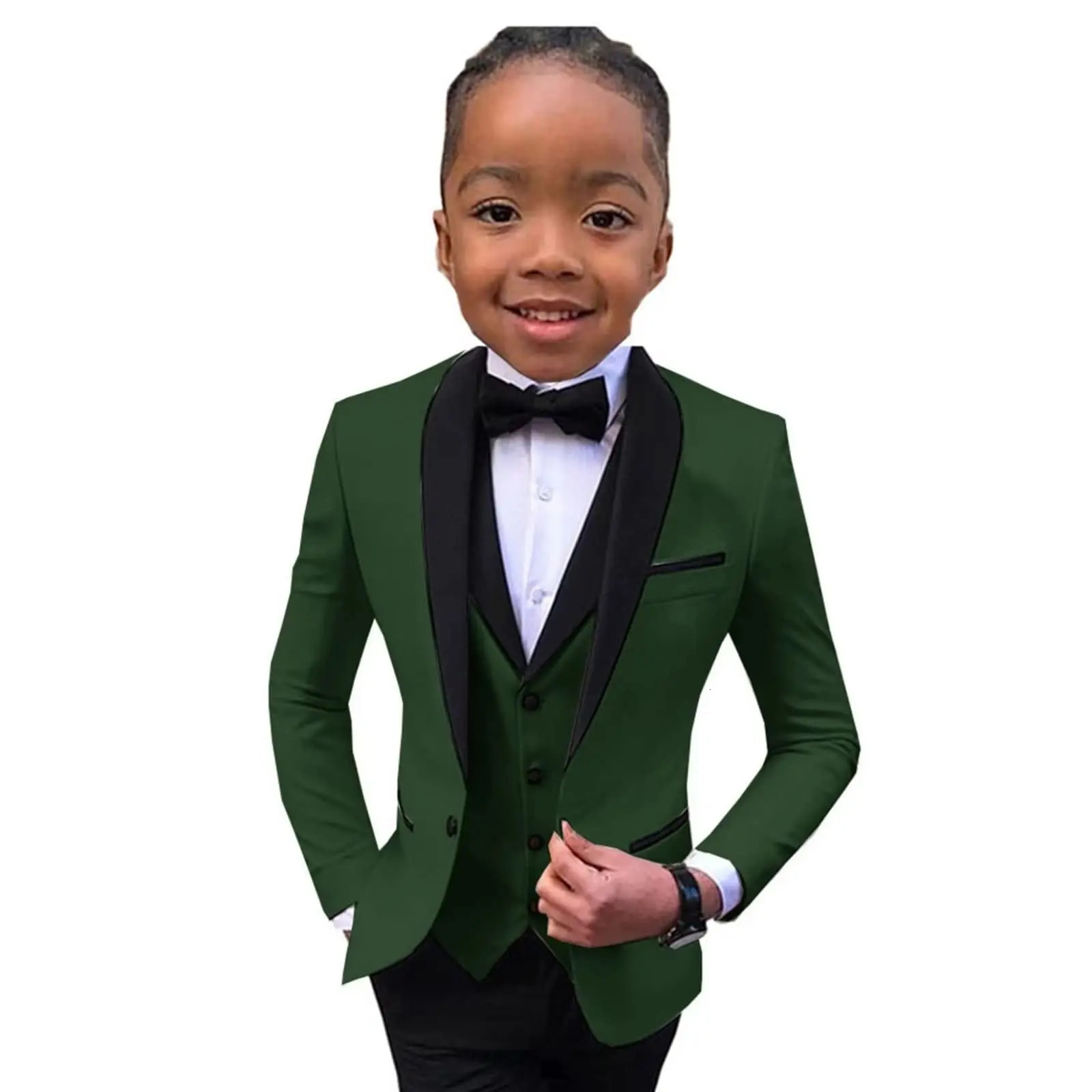 24 Hours Ship 3 Pieces Boys Suit Set For Wedding Ring Bear Year Kids Clothing Children Suits Jacket Pants Vest 241030