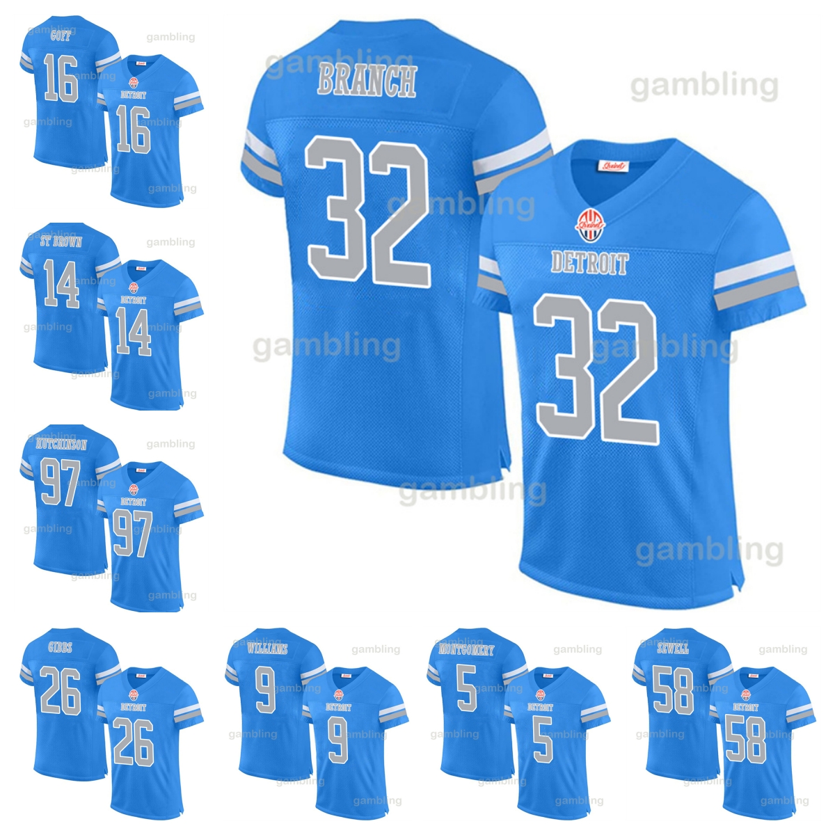 97 Idan Custom blue 32 Andre 70 Dan 88 T.J. 58 Penei shxinet 14 ST All ed Name Any Number Football Jersey for Men/Youth