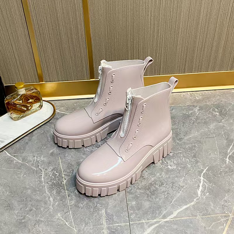 Latest High Quality Upgrade Plush Waterproof Non-Slip Mini Candy Color Fashion Rain INS Winter Boots Jelly Boot Add Ankle Warm Boots