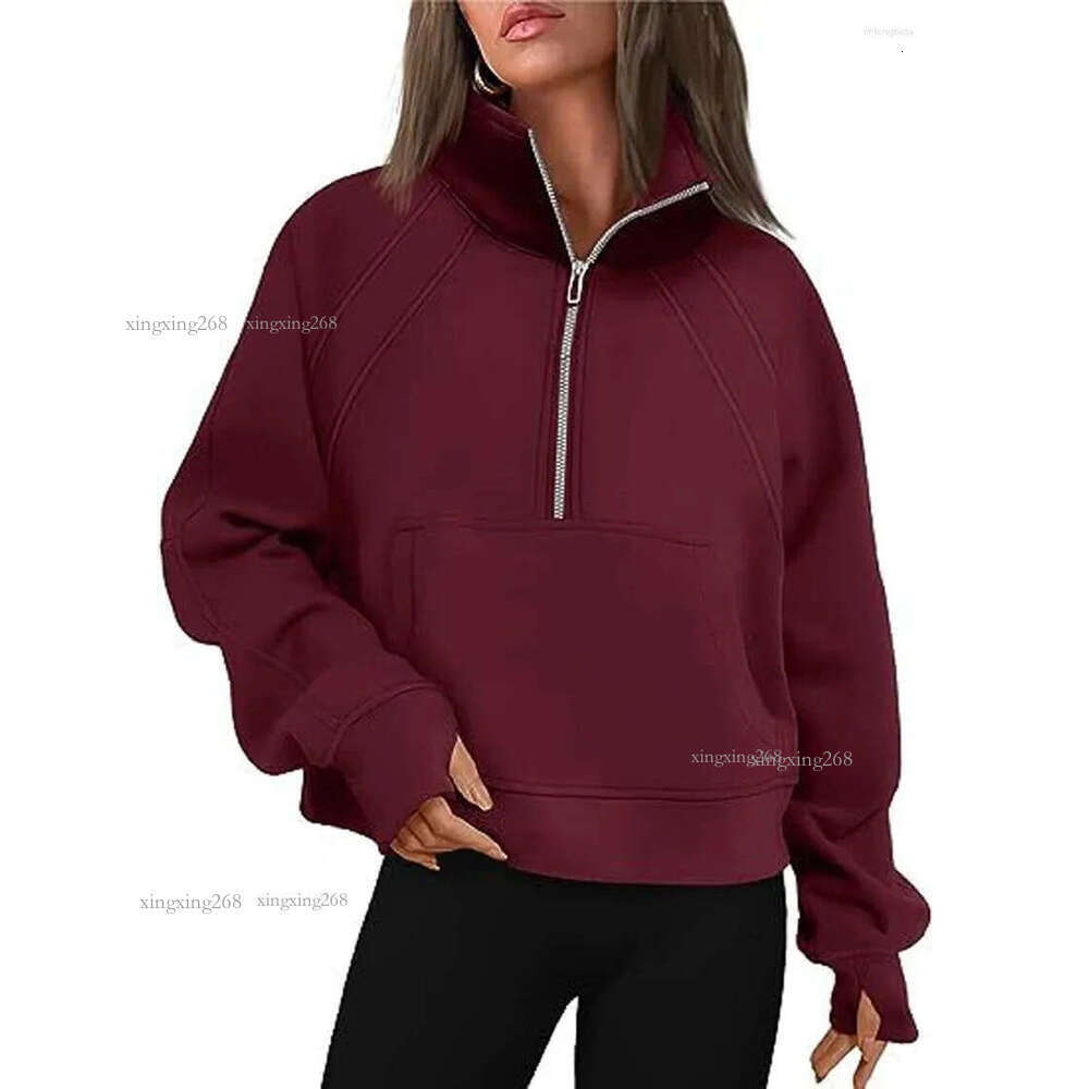 Women's Sweaters Half Zipper Short Stand Up Collar Plush Monochromatic Sweat Shirt European And American Cross Border Autumn Winter