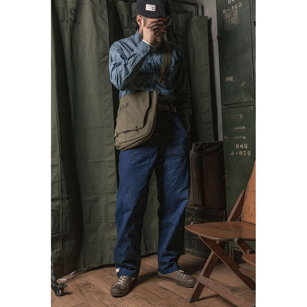 Bronson Repro USN Chambray Work Shirt Red Men's Seedge Workwear Light Blue