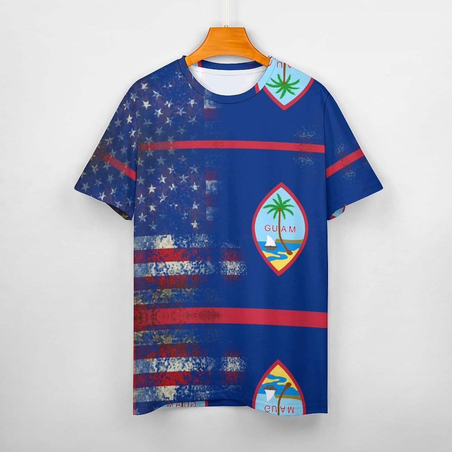 Mens T shirt Retro American Guam Flag Cotton T-Shirt 3D Printed Casual Shirt Men's Crew Neck T-Shirt tee Casual tops summer clothes