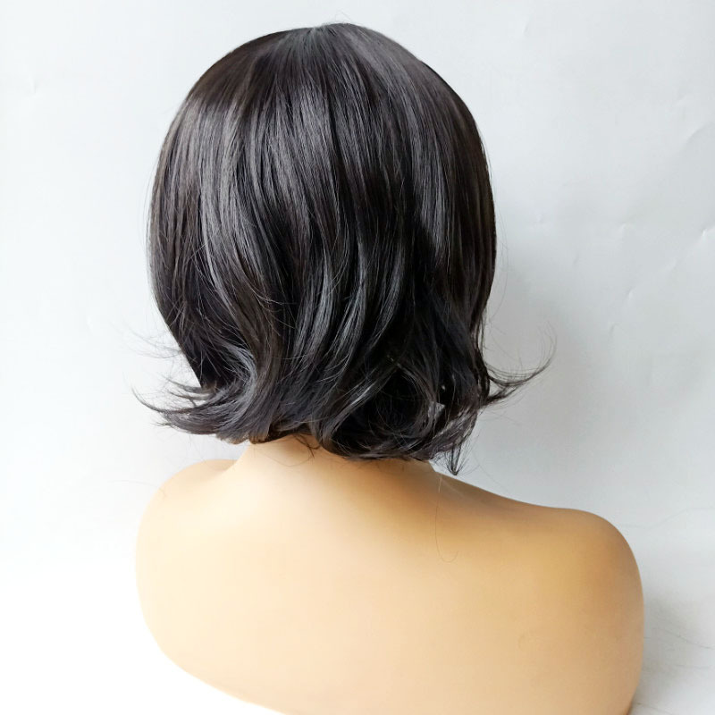 Women's black short curly African fashion wigs human hair