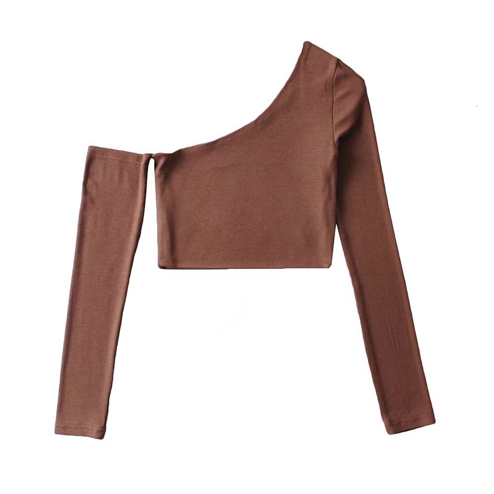 Designer YPFF Trendy Wear Caution Machine Short Cross Shoulder Long Sleeve T-shirt Women's INS Fashion Irregular Bottom Top