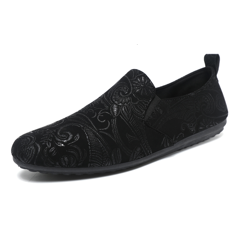 New Black Leather Casual British Blue National Pattern Oxfords Brand Formal Dress Shoes Designer Men Loafers Br
