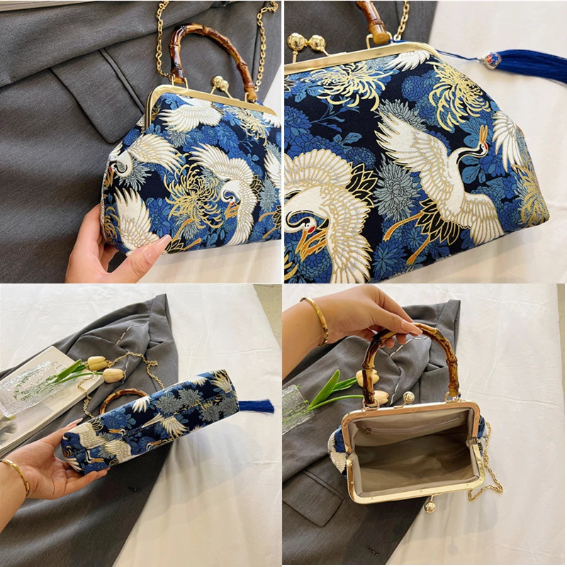 Evening Dress Womens Clutch Bag Bridal Wedding Clutch Wallet Chain Shoulder Bag Small Party Handbag Rattan Handle Handbag 241031