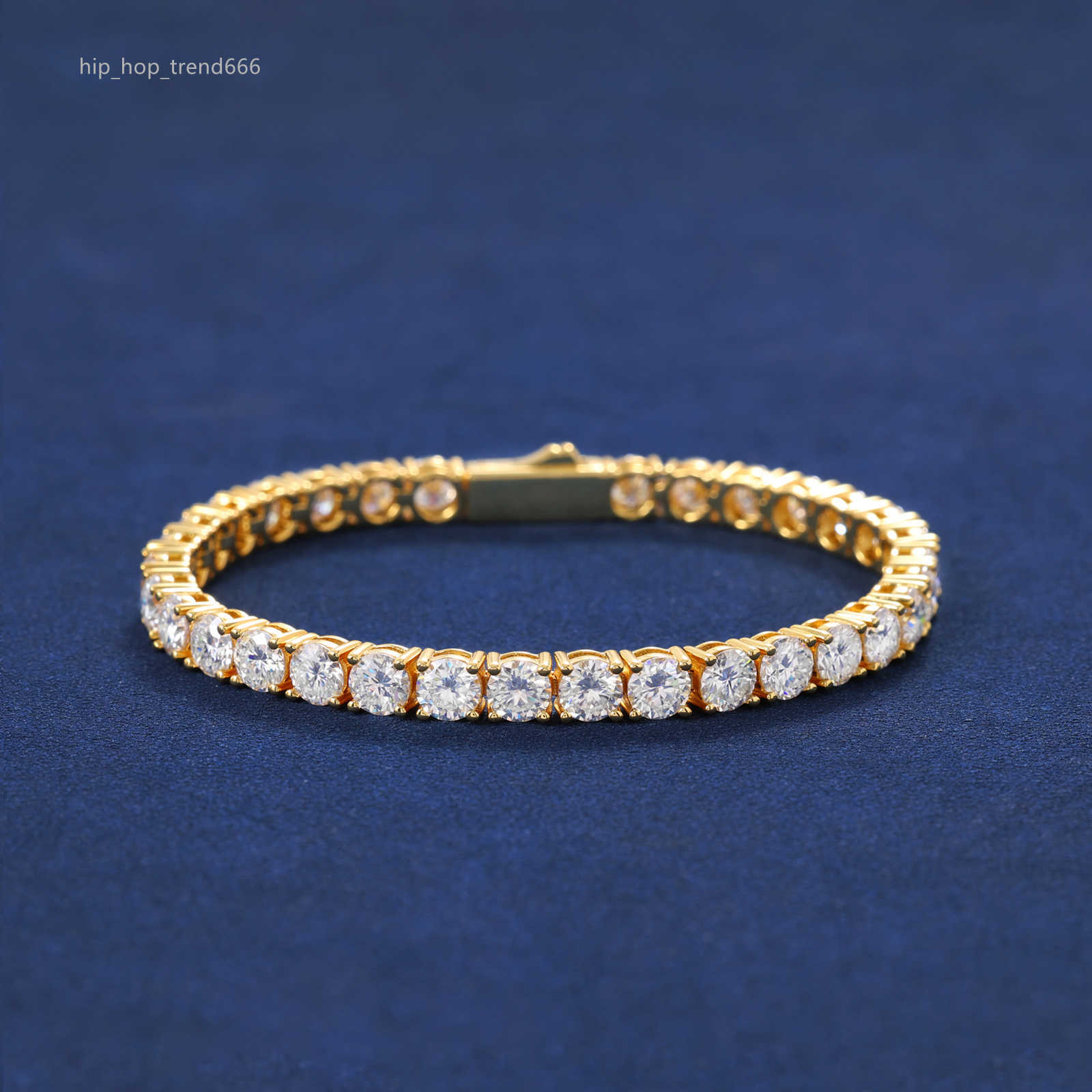 Hot Sale 18K Gold Plated Iced Tennis Chain Bracelets 3mm/4mm/5mm Crystal Diamond moissaniteia Gift Hip Hop Fans Made