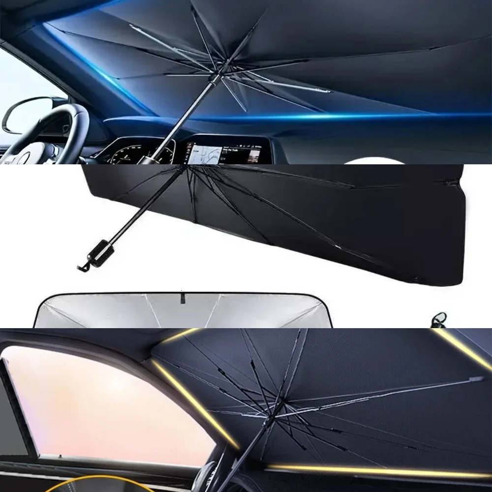 New Car Shield Sun Screen Front Block Protection Heat Insulation Telescc Umbrella Handle Can Be Bent Shading Curtain