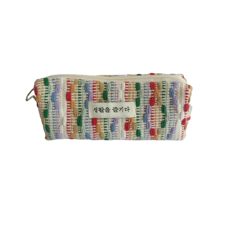 Rainbow Ins style makeup bag portable small makeup bag canvas coin wallet student pencil wrist bag 241031
