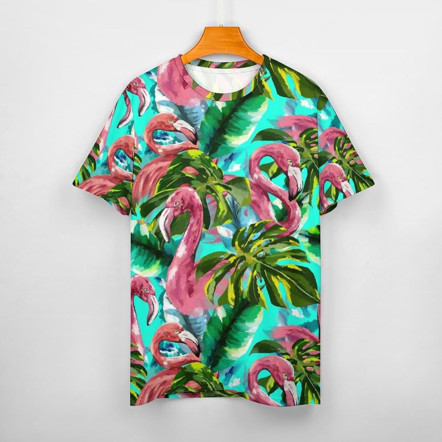 Mens T shirt Flamingo Summer Tropical Flower Cotton T-Shirt 3D Printed Casual Shirt Men's Crew Neck T-Shirt tee Casual tops summer clothes