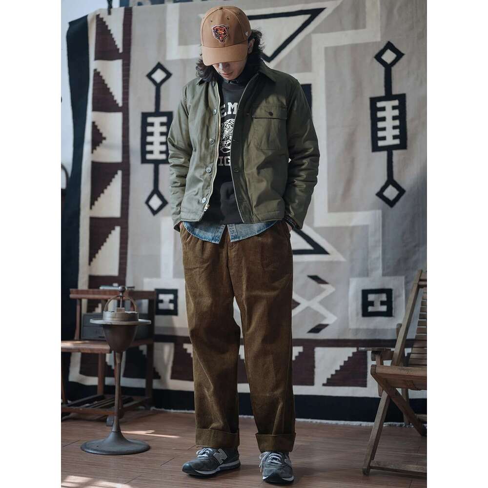 Non Stock USN A-2 Deck Jacket Vintage Workwear Sherpa Ing Field Coat Army Green