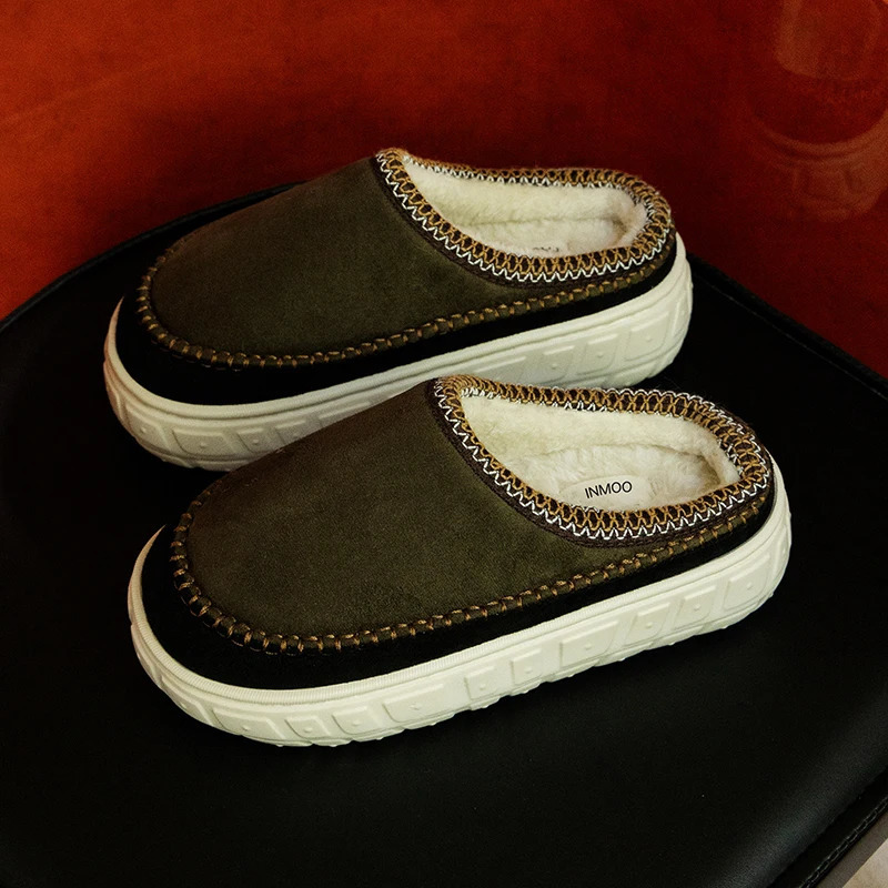 Womens winter snow shoes cashmere warm thick sole without heels semi cut cotton shoes cashmere warm boots 241031