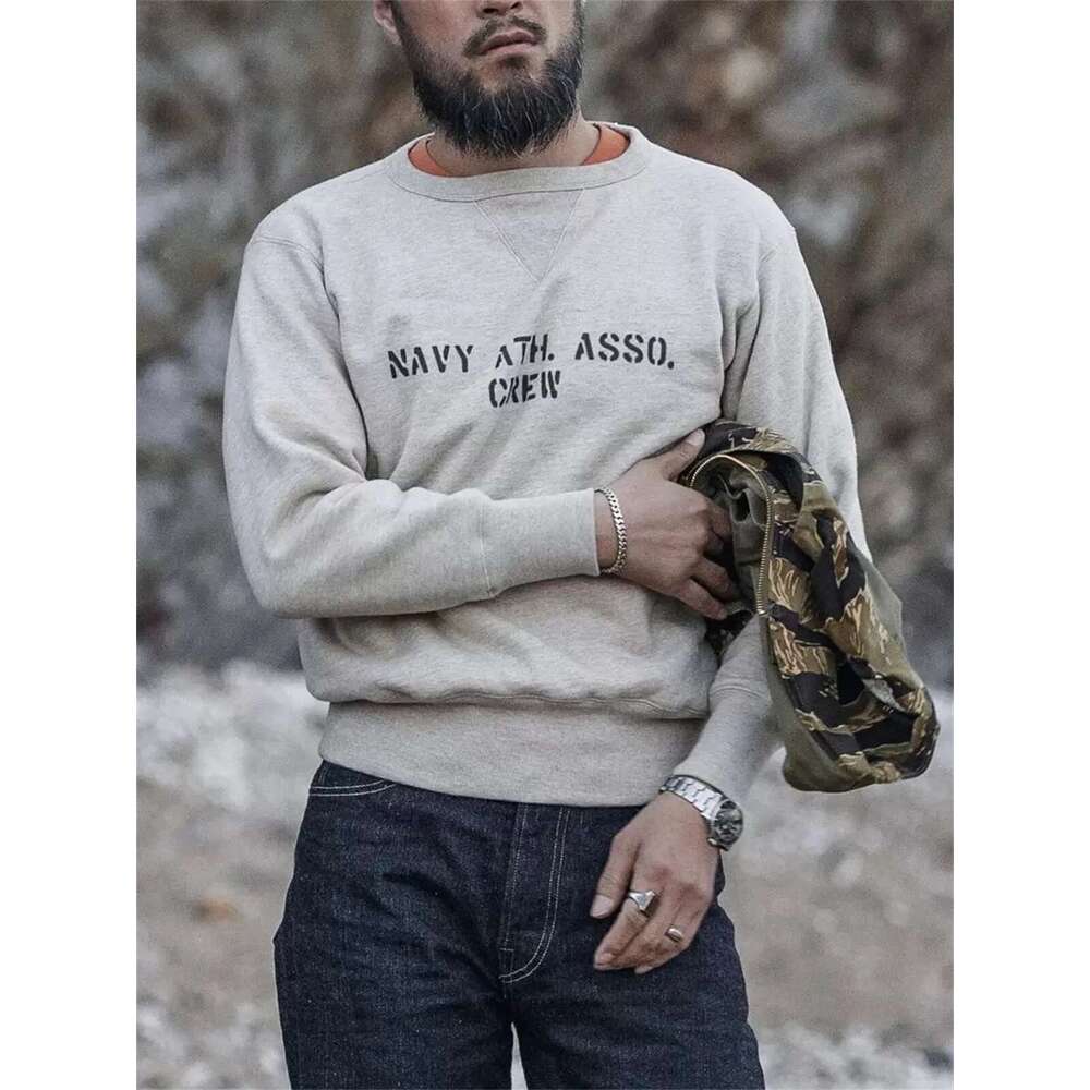 Red Bronson 1940'S Double V-Neck Insert Sweatshirt Vintage Style Men's Cotton Sweater Beige