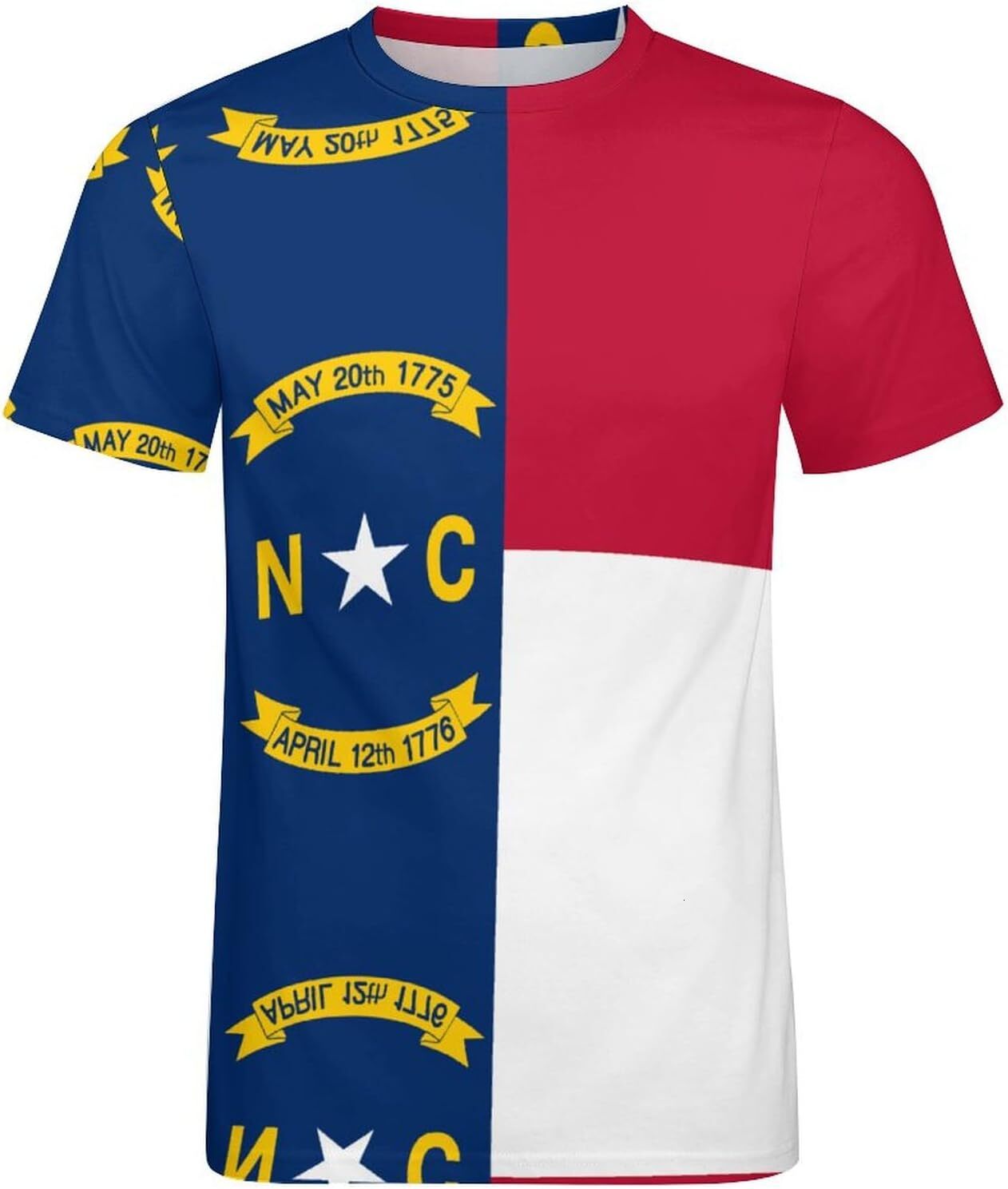 Mens T shirt Flag of North Carolina Cotton T-Shirt 3D Printed Casual Shirt Men's Crew Neck T-Shirt tee Casual tops summer clothes