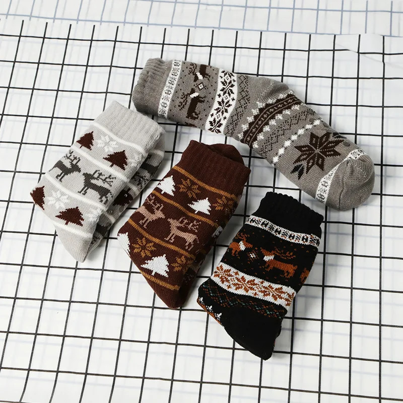 Fluffy Mens Sock Thermal Winter Warm Short Soft Non Slip Floor Fuzzy Fleece Plush Grip Sleeping Slipper Sock Male Christmas Gift 241031