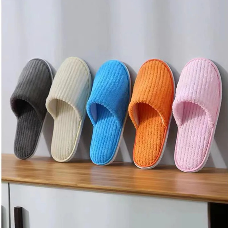 5 pairs/batch mixed color mens disposable el slippers cotton slippers family travel spa slippers el shoes 241031