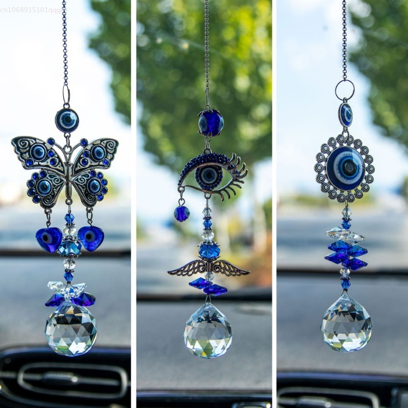 New Hanging Crystal Sun Evil Eye A Hand Rainbow Maker Colored Glass Light Catcher Prism Home Garden Decoration Decor