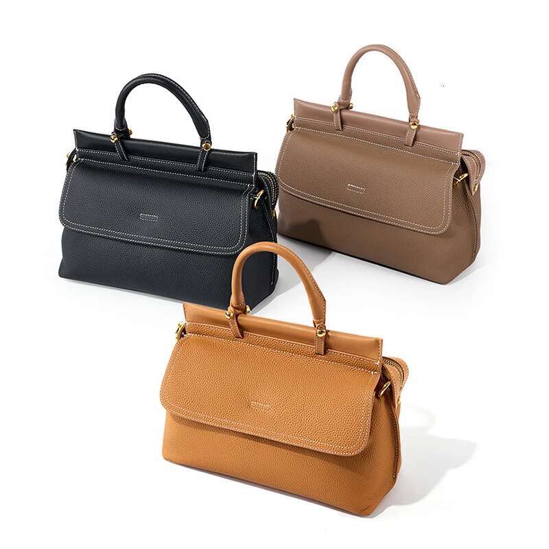 New Genuine Leather Handbag Lady Commuting Women Shoulder Messenger Bag Female Solid Color Cross Body